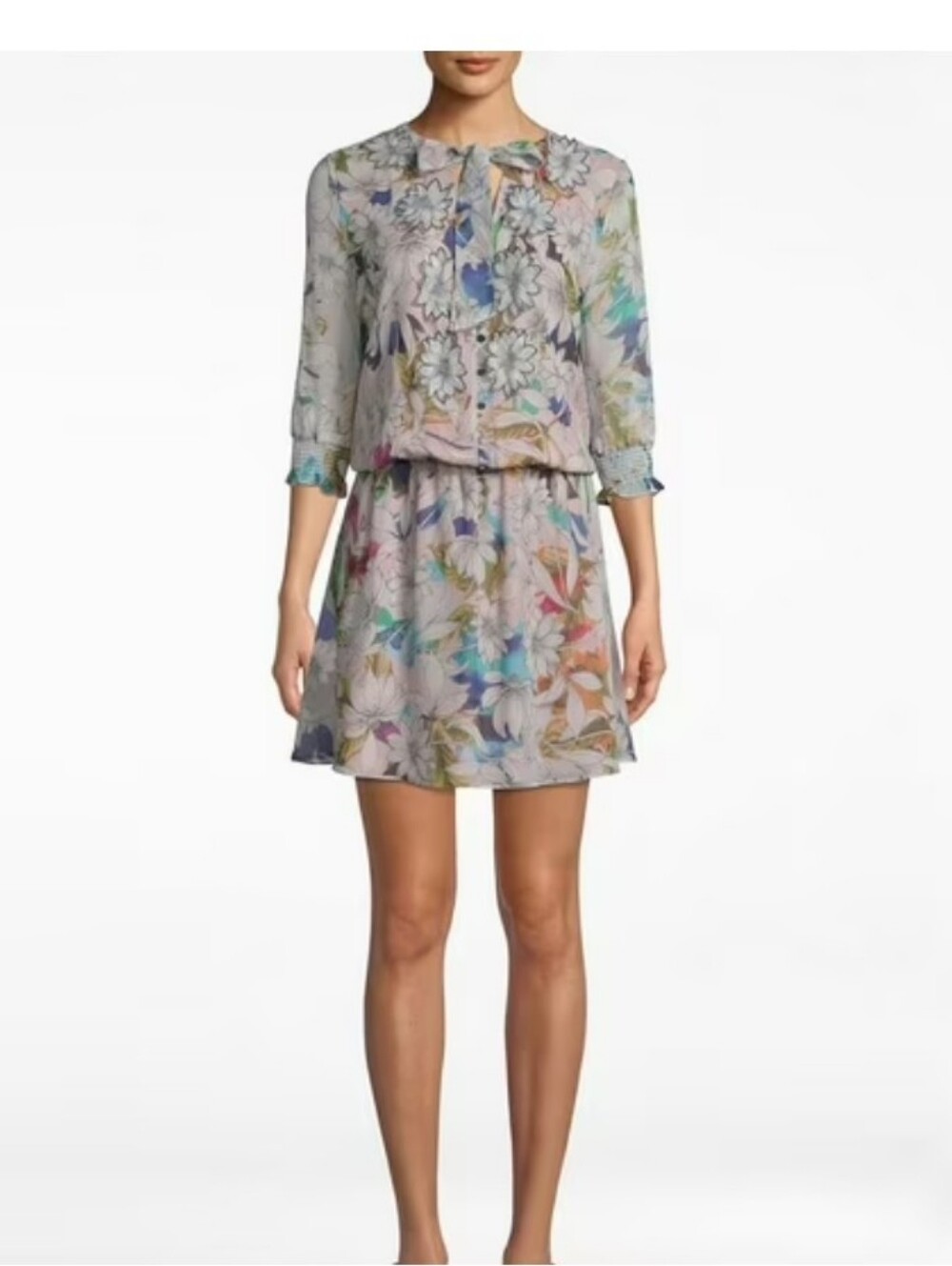 NWT Nicole Miller Collection Silk Floral "Drifting Flowers" Dress Retail $395